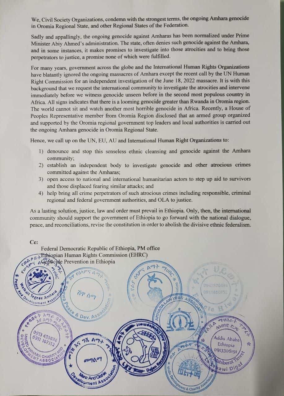 Urgent Appeal,Amhara genocide